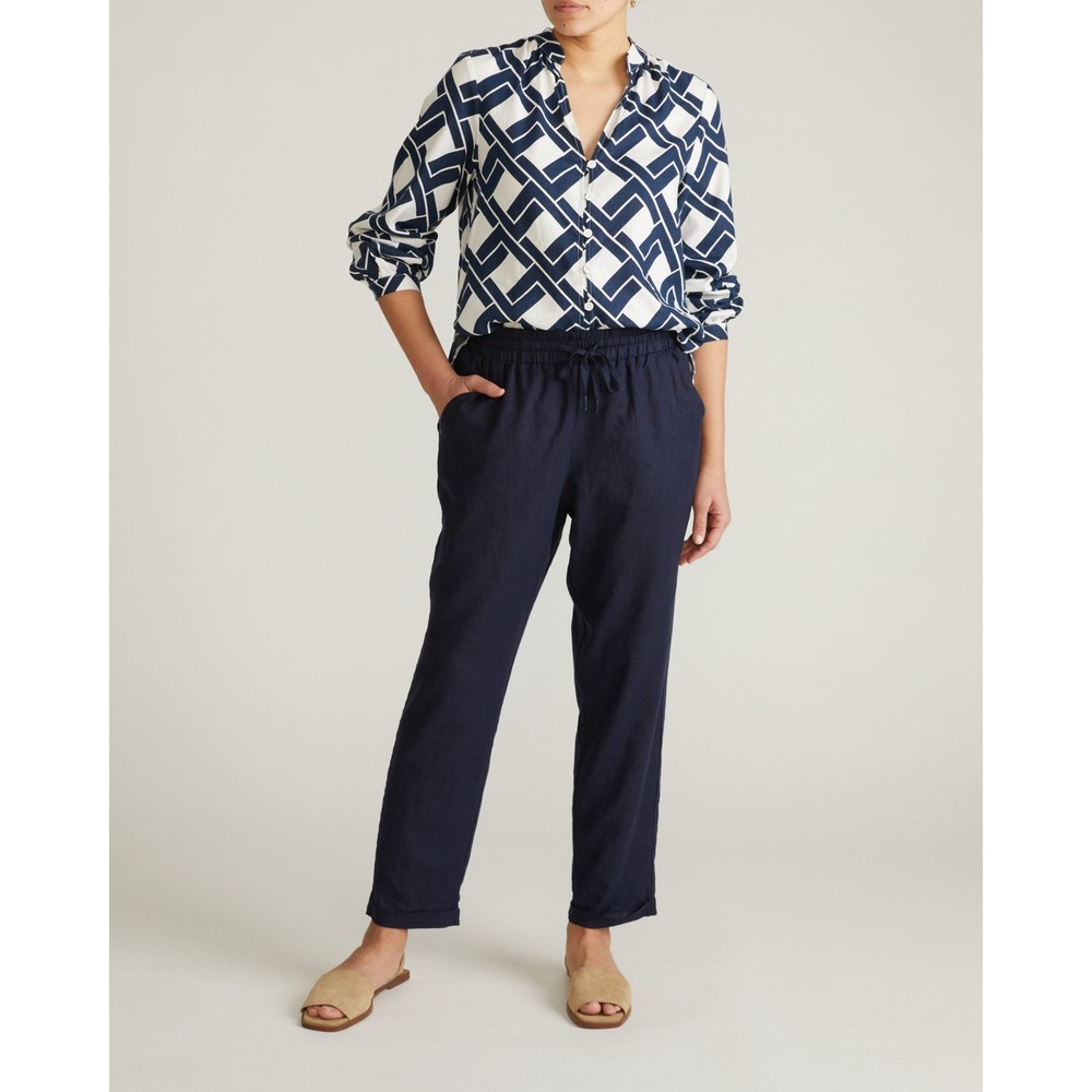 Universal Standard NWT Sayville Linen Blend Drawstring Pants Navy
